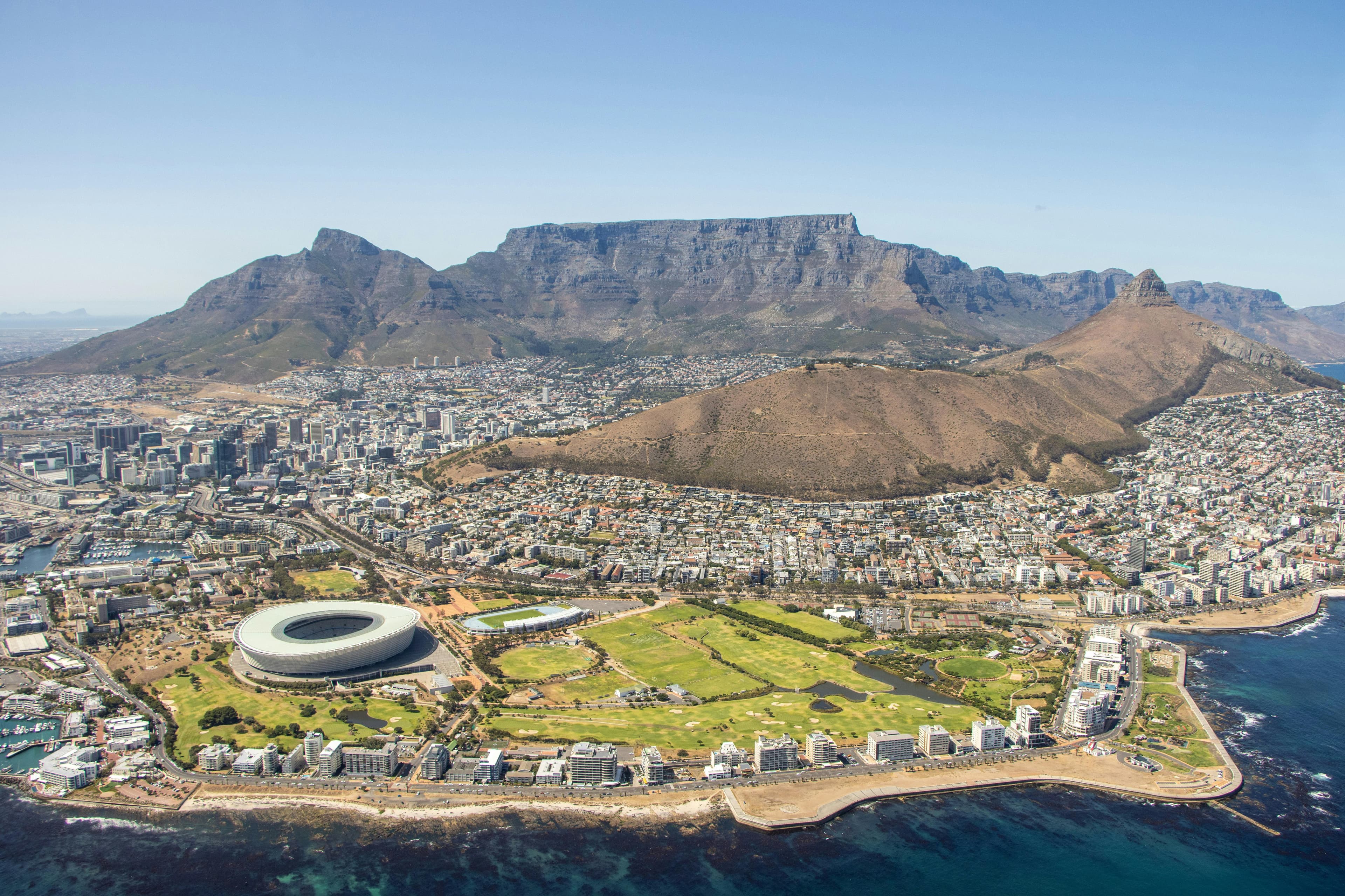 Table Mountain and Cape Town viewed from the Atlantic